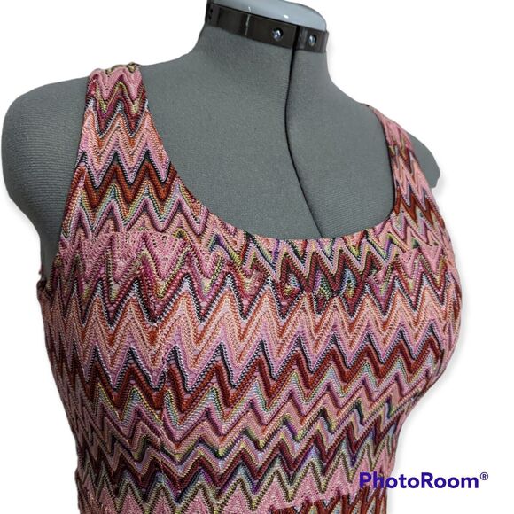 Candie's Pink Crochet Chevron Skater Dress, Medium - Picture 2 of 8